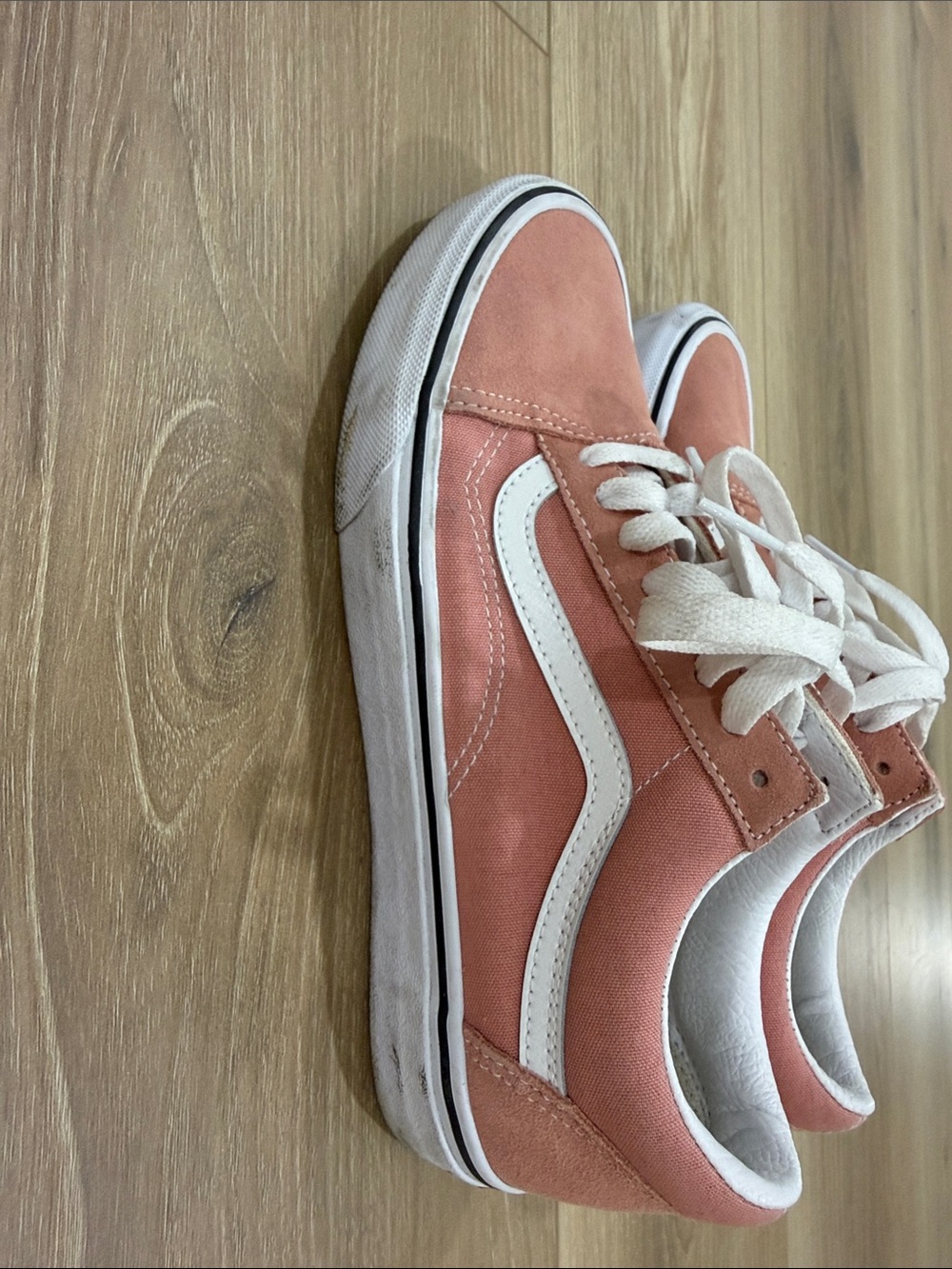 Vans Pink and White Old Skool Low-Top Sneakers